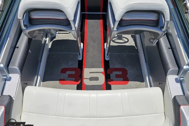 Slide: The Image of Interior of 2012 Formula 353 FASTech boat with custom carpet and seating. - 47