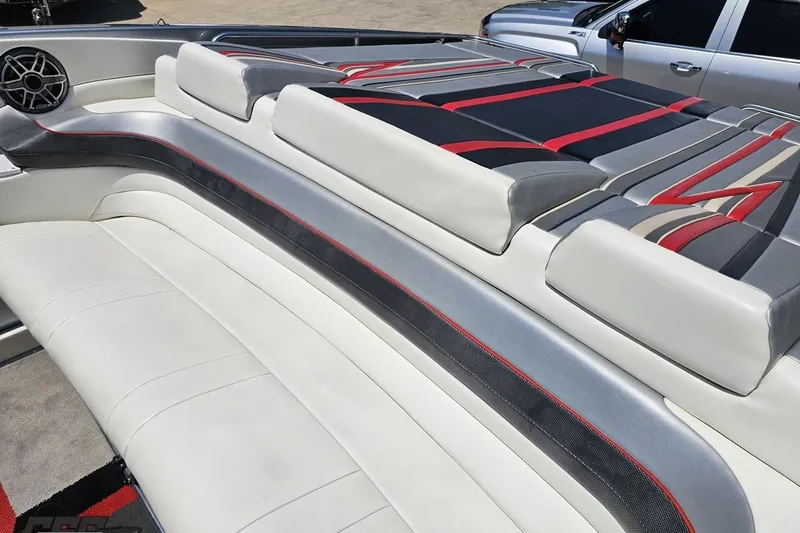 Slide: The Image of 2012 Formula 353 FASTech boat interior with stylish upholstery and speaker detail. - 48