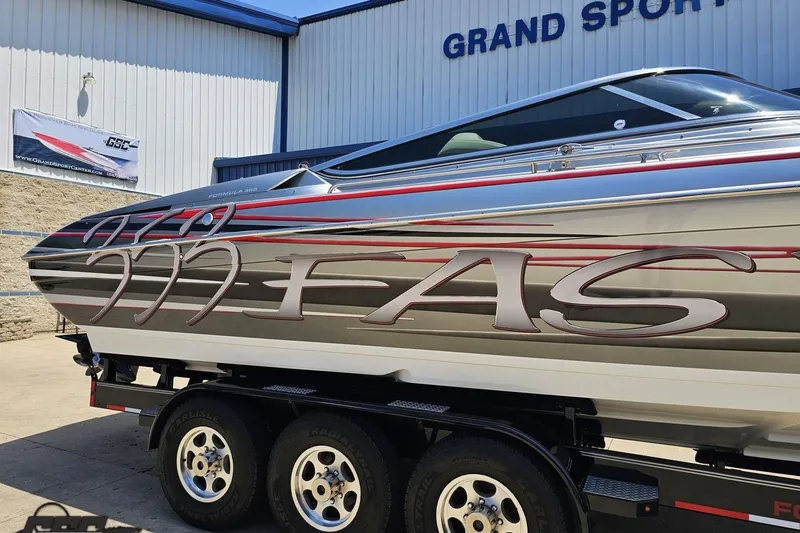 Slide: The Image of 2012 Formula 353 FASTech boat on trailer at Grand Sport Center. - 6
