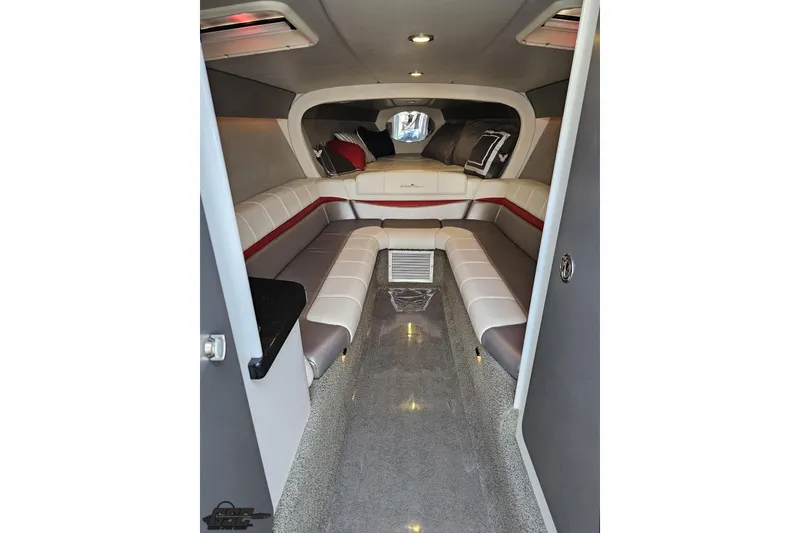 Slide: The Image of Interior of a 2012 Formula 353 FASTech boat with plush seating and modern design. - 78