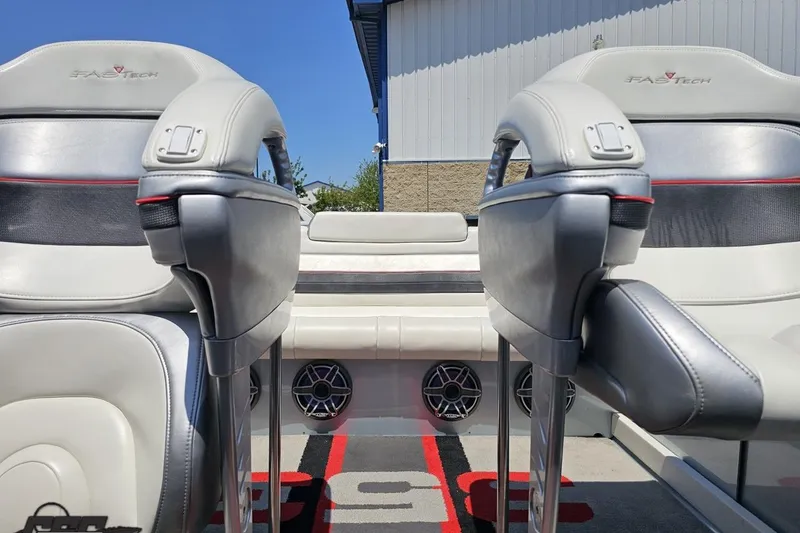 Slide: The Image of Interior of a 2012 Formula 353 FASTech boat with sleek seating and speaker system. - 96