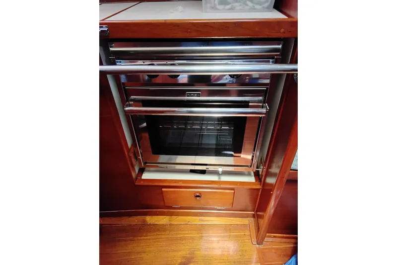 Slide: The Image of Stainless steel oven in a 1986 Sabre 38 yacht kitchen. - 13