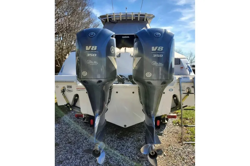 Slide: The Image of 2019 Sea Fox 328 Commander with dual Yamaha V8 350 outboard engines. - 8