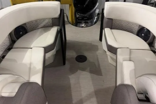 Slide: The Image of Luxurious interior of 2026 Alera Marine M23Q boat with plush seating. - 12