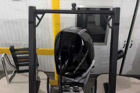 Slide: The Image of Alera Marine M23Q 2026 model with Mercury engine in a workshop setting. - 13