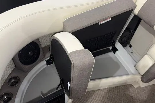 Slide: The Image of Interior seating and storage of 2026 Alera Marine M23Q boat. - 2