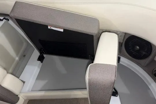 Slide: The Image of Interior seating of 2026 Alera Marine M23Q boat, featuring modern design and upholstery. - 3