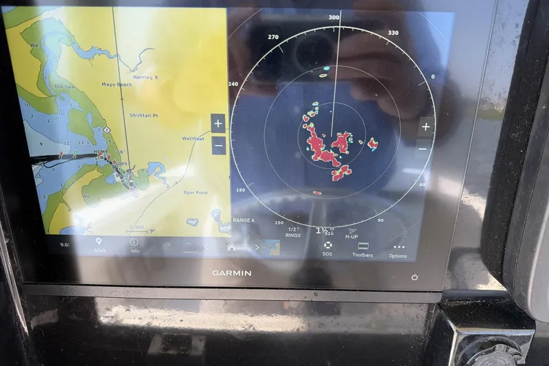 Slide: The Image of Garmin marine navigation display on 2005 Regulator 32 Forward Seating boat. - 9
