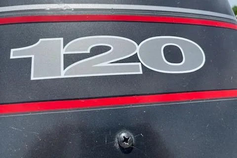 Slide: The Image of Close-up of '120' decal on 1998 Tracker Targa 185 Sport boat. - 16