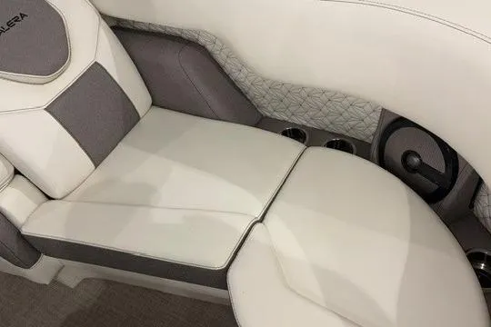 Slide: The Image of Luxurious Alera M23L 2026 boat seating with elegant white and gray upholstery. - 11