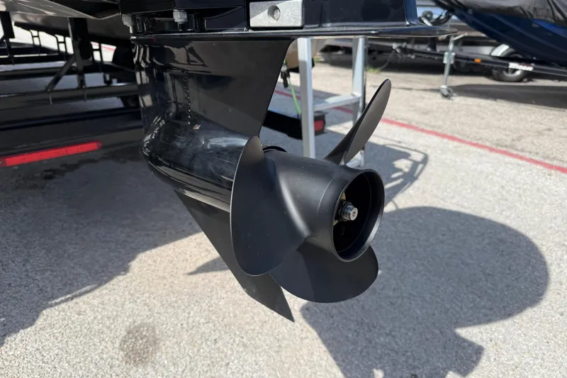 Slide: The Image of Close-up of a 2021 Sun Tracker SportFish 22 DLX boat propeller. - 8