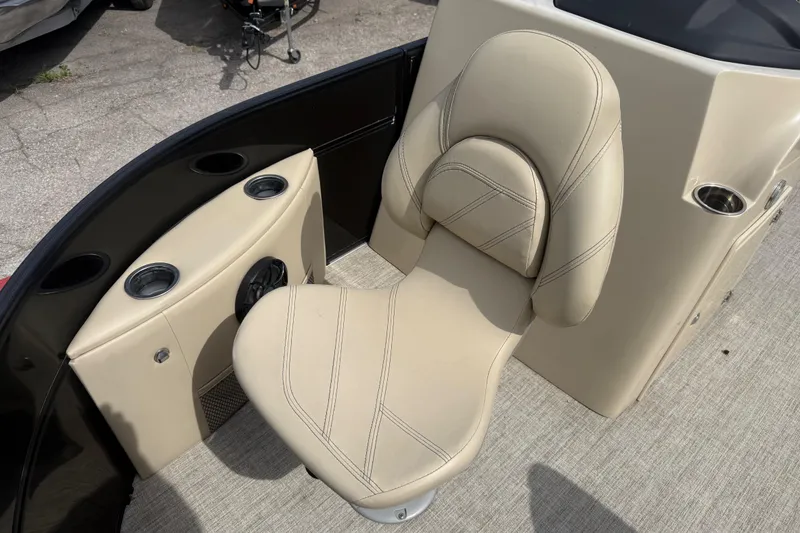 Slide: The Image of Luxurious seating on 2023 Berkshire 20A CTS boat with cup holders and speaker system. - 21