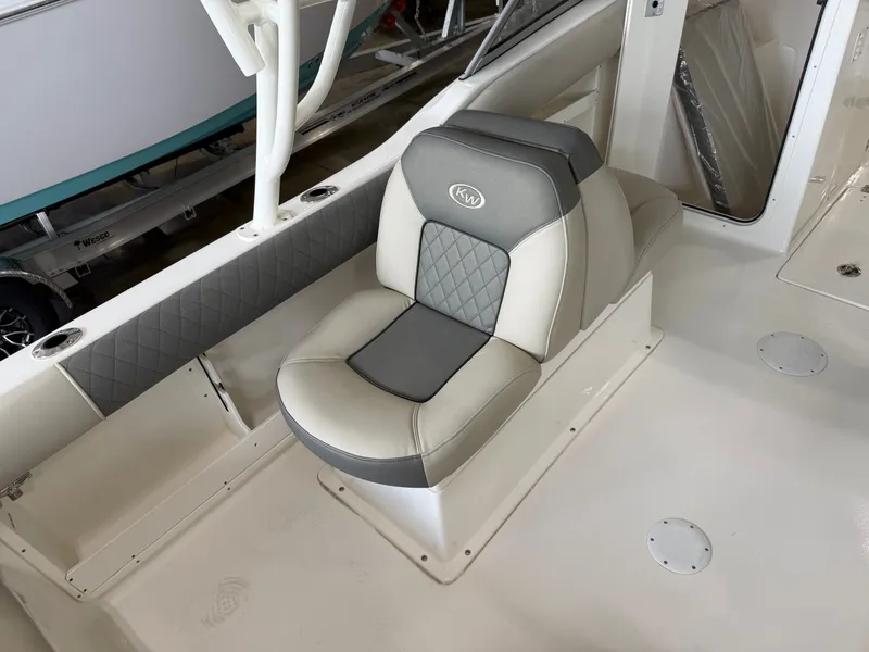 Slide: The Image of Key West 239 DFS 2026 boat seat in gray and white design. - 4