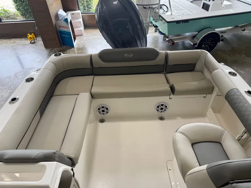 Slide: The Image of Interior of a 2026 Key West 239 DFS boat with seating area. - 5