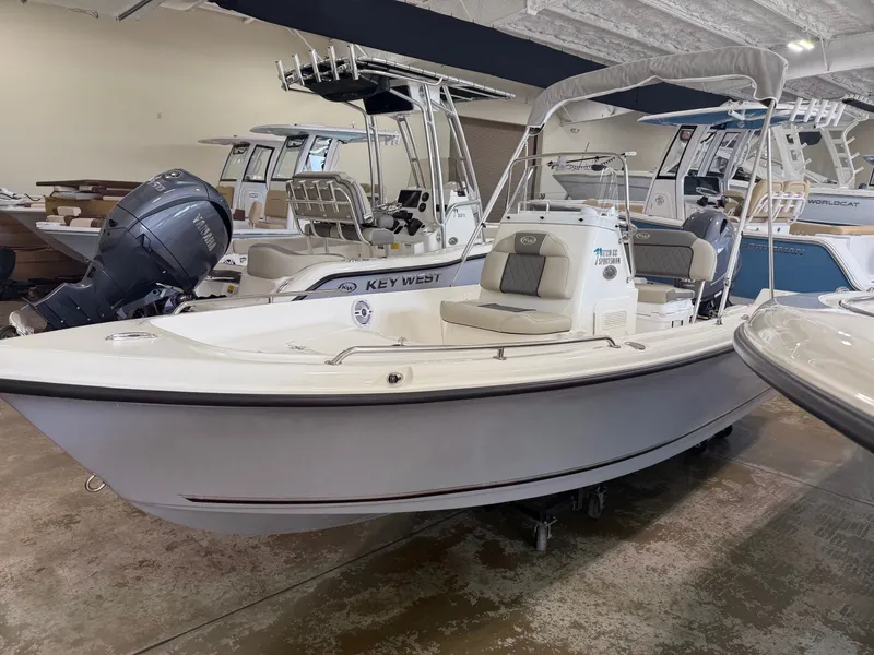 Slide: The Image of 2026 Key West 1720 Center Console boat in showroom. - 6