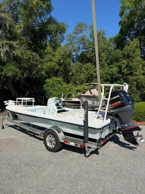 Slide: The Image of 2017 Maverick Mirage 18 HPX-V boat on trailer outdoors. - 7