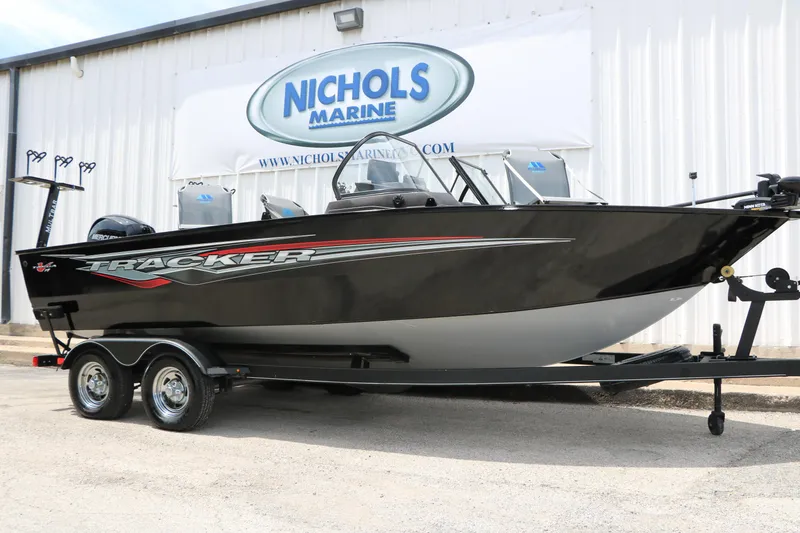 The Image of 2022 Tracker Targa V-19 Combo boat on trailer at Nichols Marine dealership. - 1