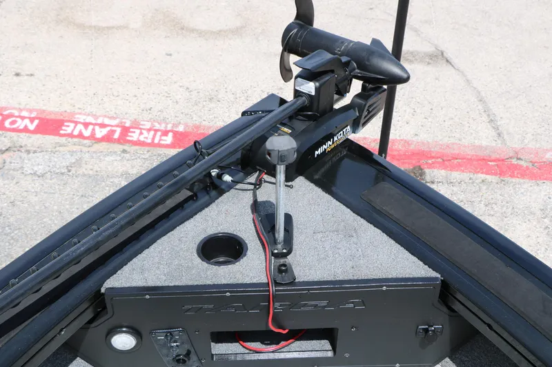 Slide: The Image of 2022 Tracker Targa V-19 Combo boat with Minn Kota trolling motor on deck. - 31