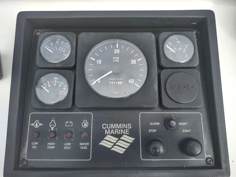 Slide: The Image of Dashboard of a 2005 Nordic Tug 32 with Cummins Marine display. - 11