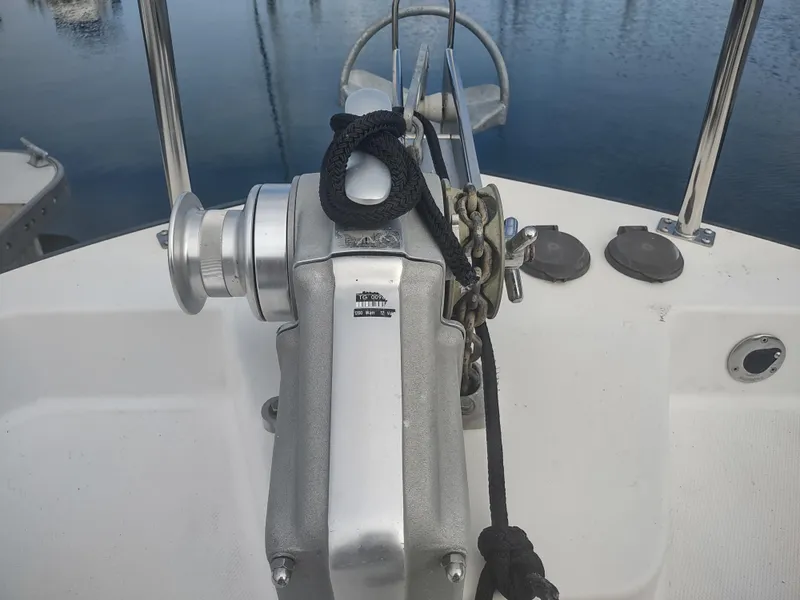 Slide: The Image of Anchor winch on a 2005 Nordic Tug 32 boat. - 16