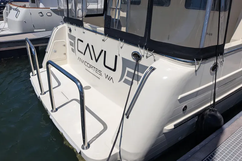 Slide: The Image of North Pacific 42 Pilothouse yacht, 2006 model, docked in Anacortes, WA. - 3