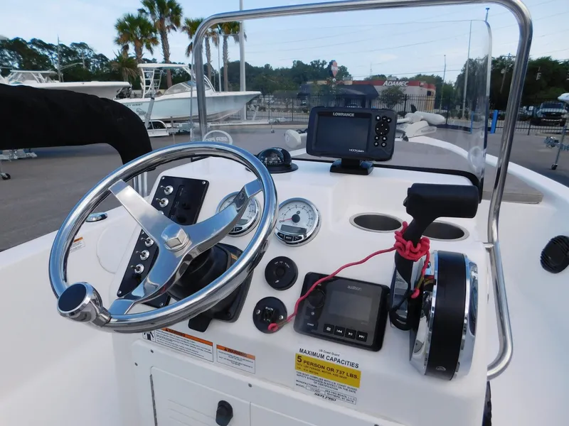 Slide: The Image of Interior view of 2022 Sea Pro 172 Bay boat cockpit. - 10