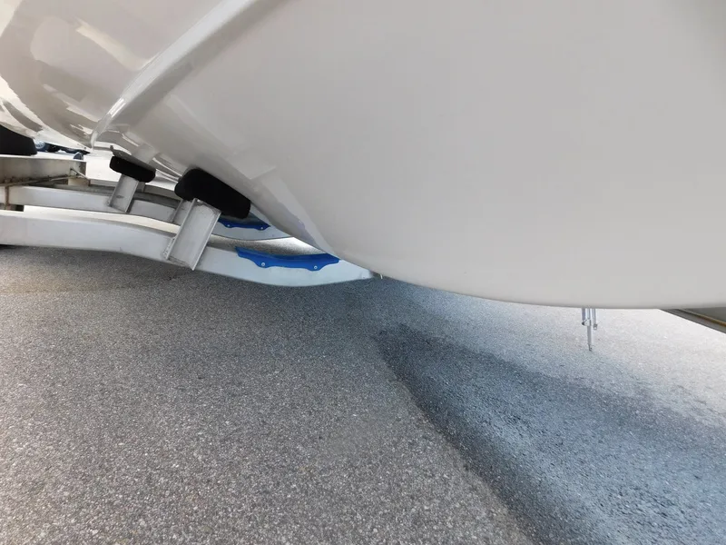 Slide: The Image of Underside of a Sea Pro 172 Bay boat on a trailer. - 19