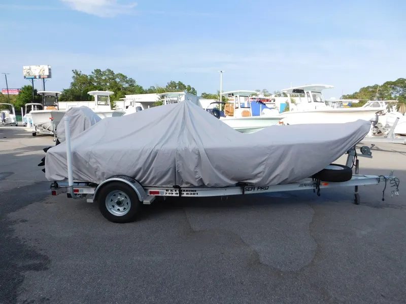 Slide: The Image of Covered 2022 Sea Pro 172 Bay boat on trailer. - 20