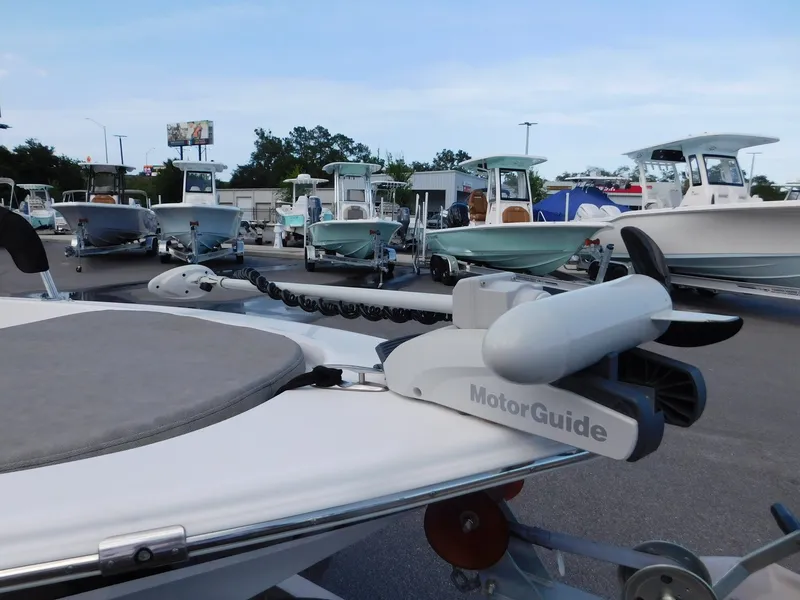 Slide: The Image of 2022 Sea Pro 172 Bay boat with MotorGuide, parked in a lot. - 8