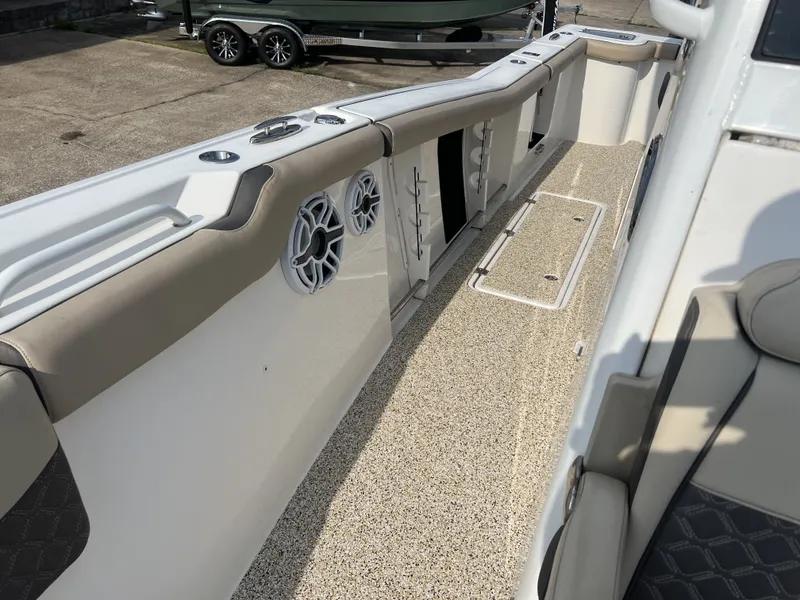 Slide: The Image of Interior of 2021 Tidewater 292 CC Adventure with speakers and storage. - 27