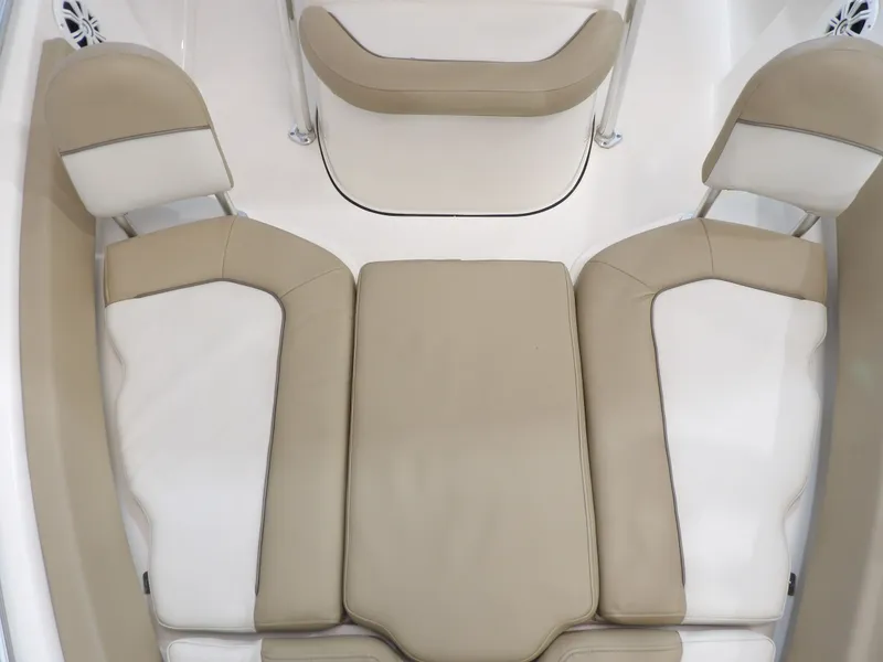 Slide: The Image of Interior of a 2016 Key West 219 FS boat with beige upholstery. - 22
