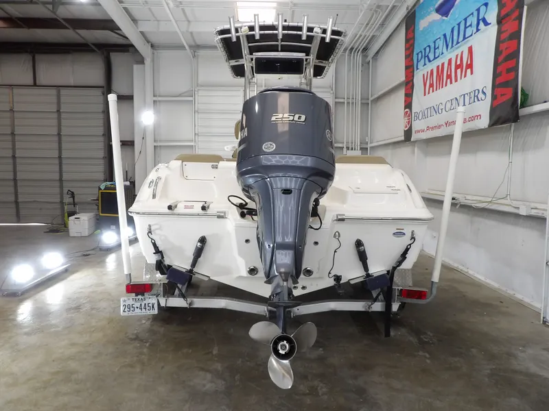 Slide: The Image of 2016 Key West 219 FS boat with Yamaha engine in showroom. - 3