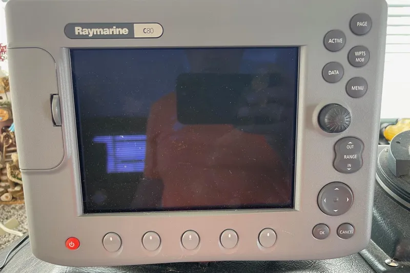 Slide: The Image of Raymarine C80 navigation system on a 1991 Gibson 37 Standard Houseboat. - 17