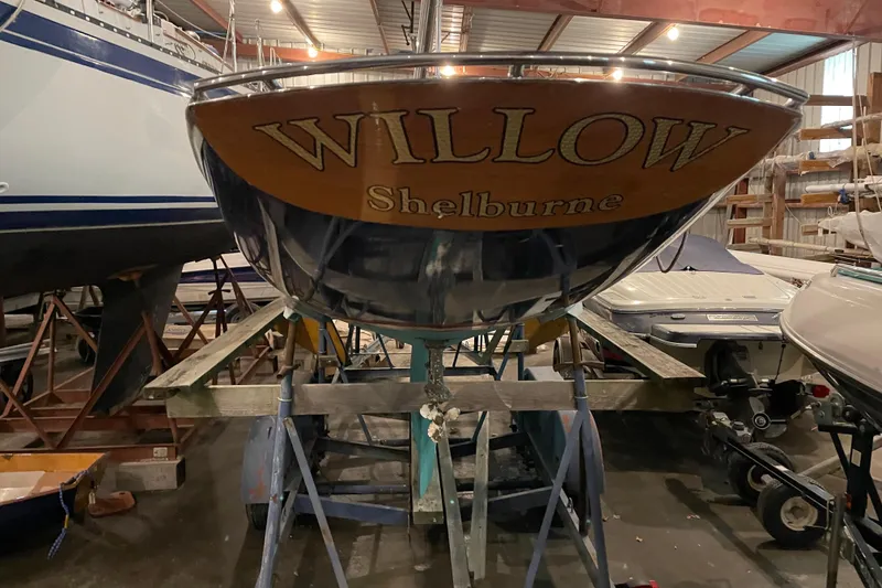 Slide: The Image of 1965 Chris Craft Shields sailboat "Willow" in storage, Shelburne. - 5