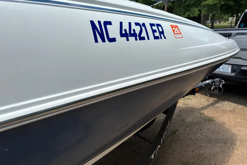 Slide: The Image of 2020 Tahoe 2150 CC boat with registration number NC 4421 ER on trailer. - 29