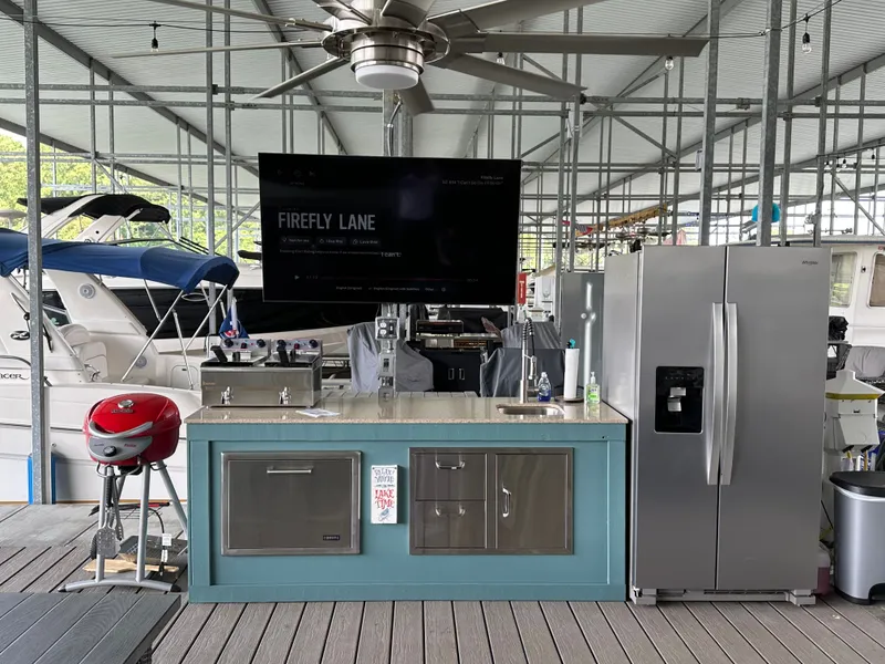 Slide: The Image of Outdoor kitchen with grill and fridge on a yacht. - 18