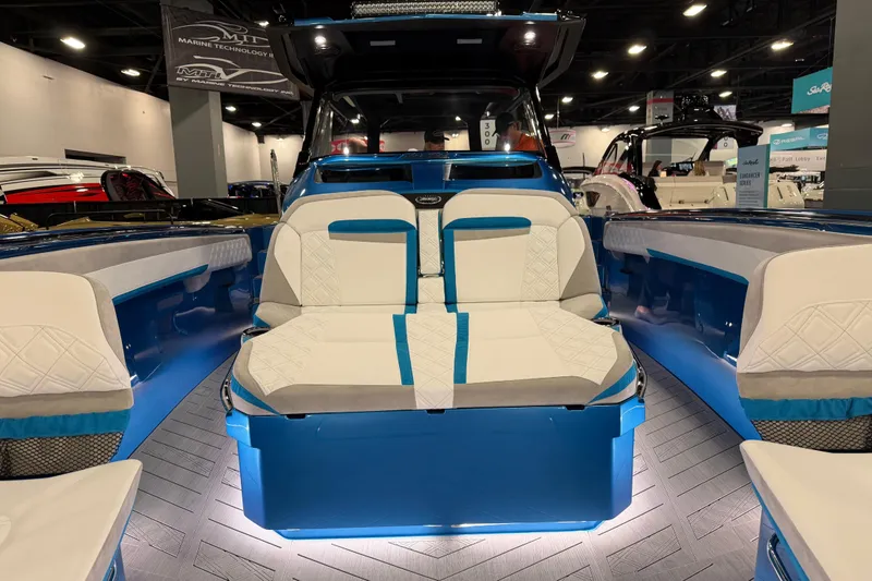 Slide: The Image of Luxurious interior of 2028 Nor-Tech 42 Eleven boat with elegant seating and modern design. - 17