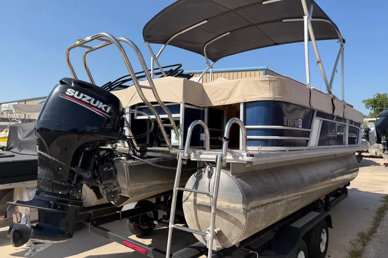 Slide: The Image of 2019 SunChaser Geneva Cruise 20 4.0 Fish pontoon boat with Suzuki outboard motor. - 3