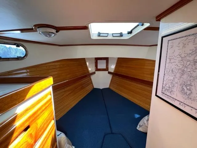 Slide: The Image of Interior of 2000 Duffy 35 Hardtop Cruiser with wood paneling. - 18