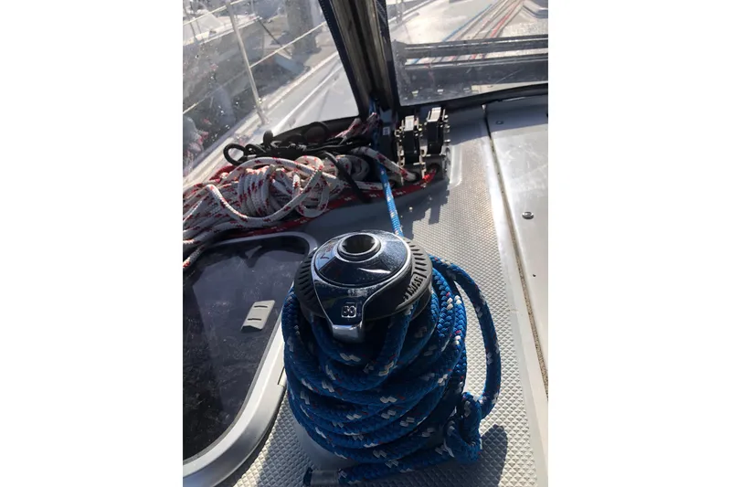 Slide: The Image of Winch and ropes on a 2000 Catalina 36 MkII sailboat deck. - 20