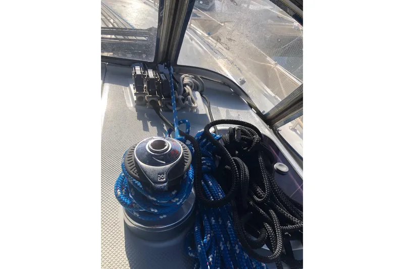 Slide: The Image of Winch and ropes on a 2000 Catalina 36 MkII sailboat deck. - 21
