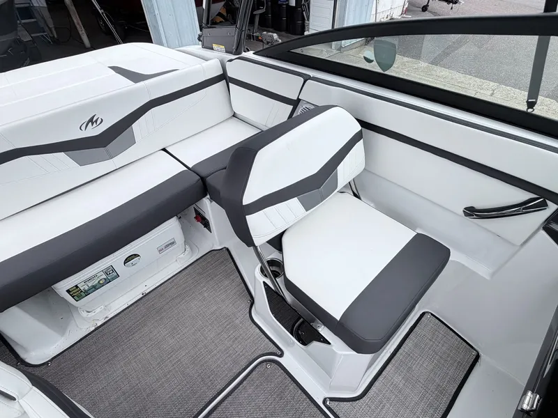 Slide: The Image of Interior of a 2020 Monterey M-20 boat with modern seating. - 18