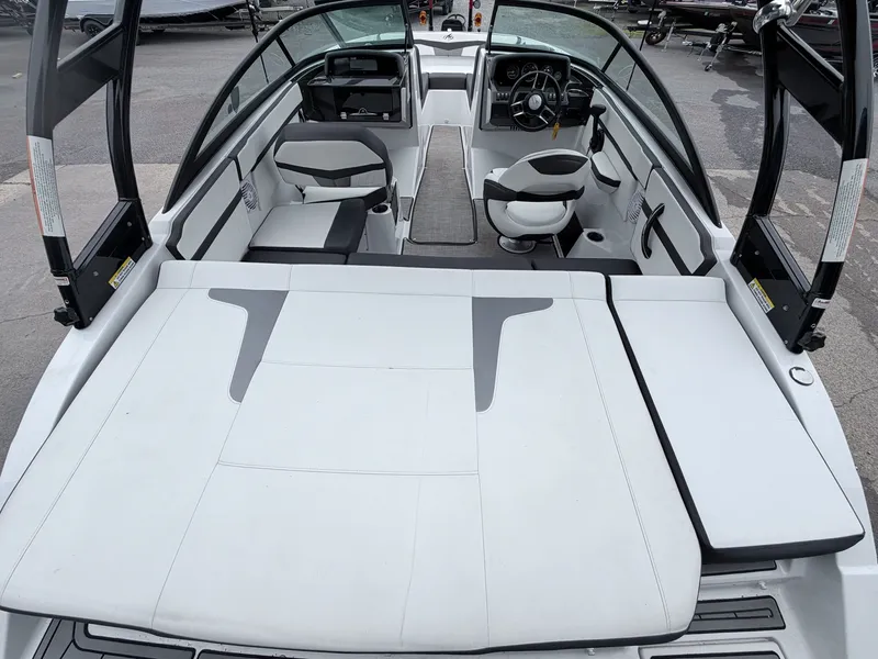 Slide: The Image of Interior of a 2020 Monterey M-20 boat with modern seating. - 26
