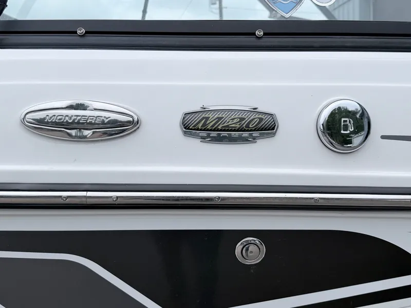 Slide: The Image of Monterey M-20 boat emblem, 2020 model, close-up view. - 41