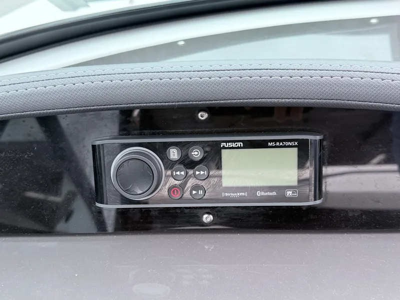 Slide: The Image of Fusion MS-RA70NSX radio on 2020 Monterey M-20 boat dashboard. - 42