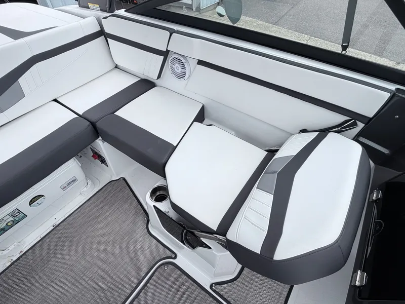Slide: The Image of Interior of a 2020 Monterey M-20 boat with modern seating. - 45