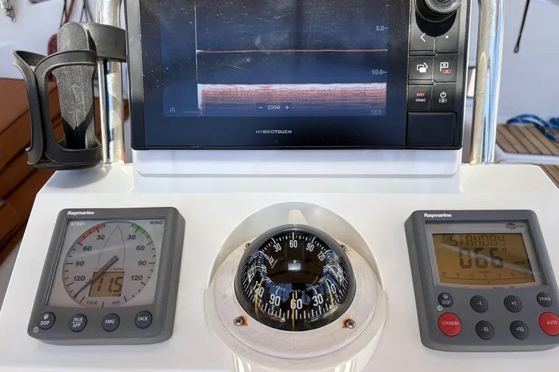 Slide: The Image of Control panel of a 2010 Beneteau Oceanis 37 sailboat with navigation instruments. - 29