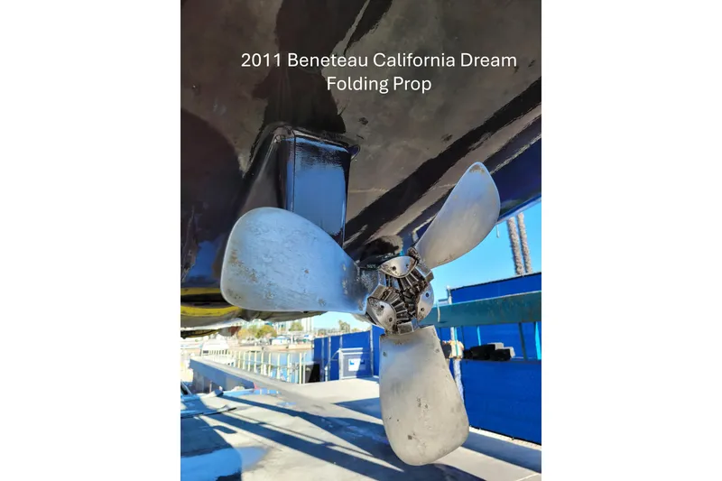 Slide: The Image of Folding propeller of 2011 Beneteau Oceanis 37 sailboat in dry dock. - 88