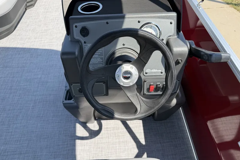 Slide: The Image of Steering console of 2026 Sun Tracker Party Barge 16 DLX pontoon boat. - 13