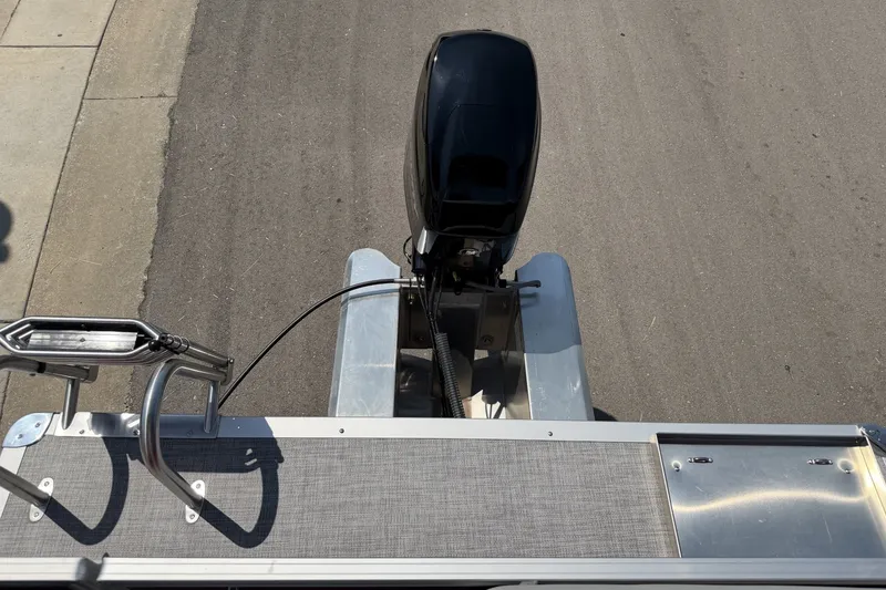 Slide: The Image of 2026 Sun Tracker Party Barge 16 DLX pontoon boat with outboard motor. - 17